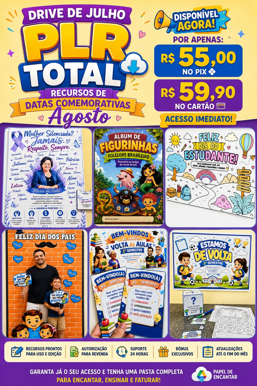 Capa do material Drive de Julho PLR total - Papel de Encantar