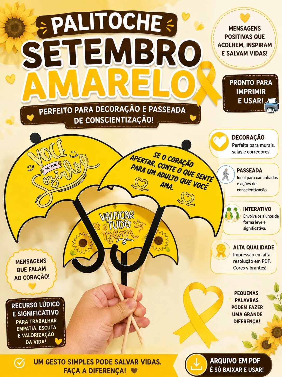 Palitoches Setembro Amarelo 💛 (PLR Consumidor final) Palitoches Setembro Amarelo 💛 (PLR Consumidor final)
