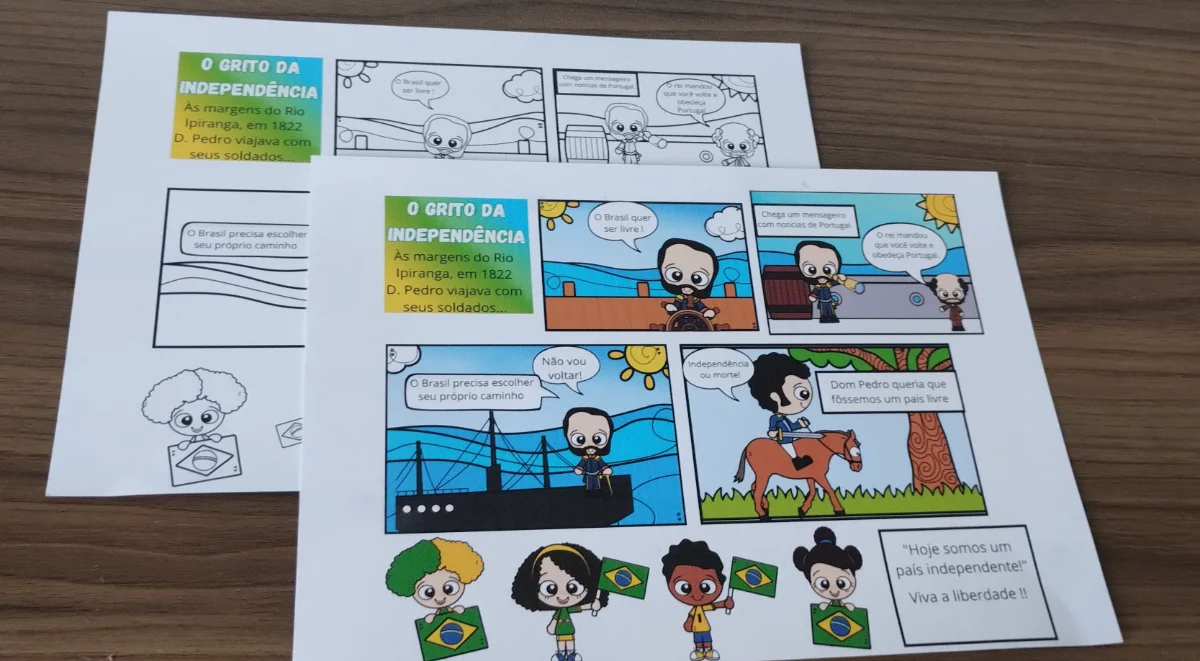 Miniatura 2 de historia em quadrinho + folhinhas de exercicio - 7 de setembro - independência do Brasil
