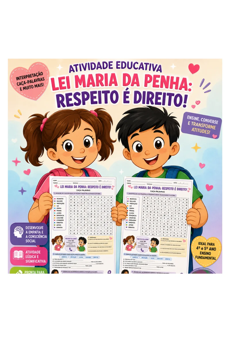 Miniatura 2 de 💜 PLR – COMBO LEI MARIA DA PENHA | AGOSTO LILÁS para 4° e 5° anos