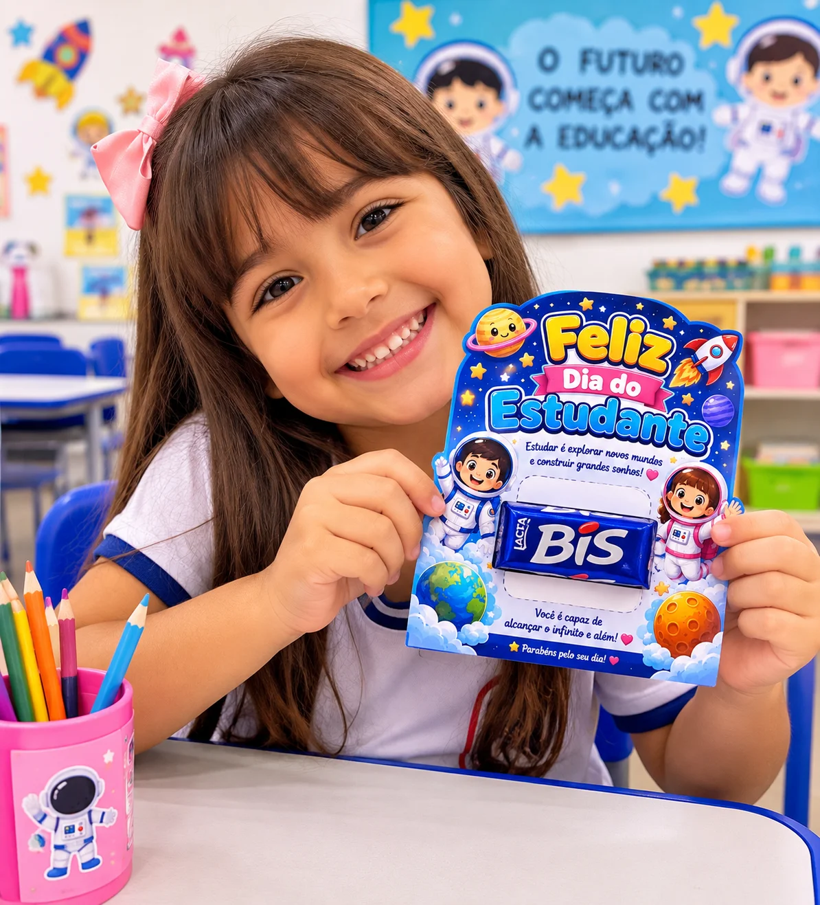 Miniatura 3 de 🚀 Moldura + cartão – Feliz Dia  do Estudante 🎓